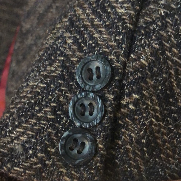 Vintage Harvé Benard Plus Size Brown and Gray Herringbone Wool Blazer - Picture 6 of 14